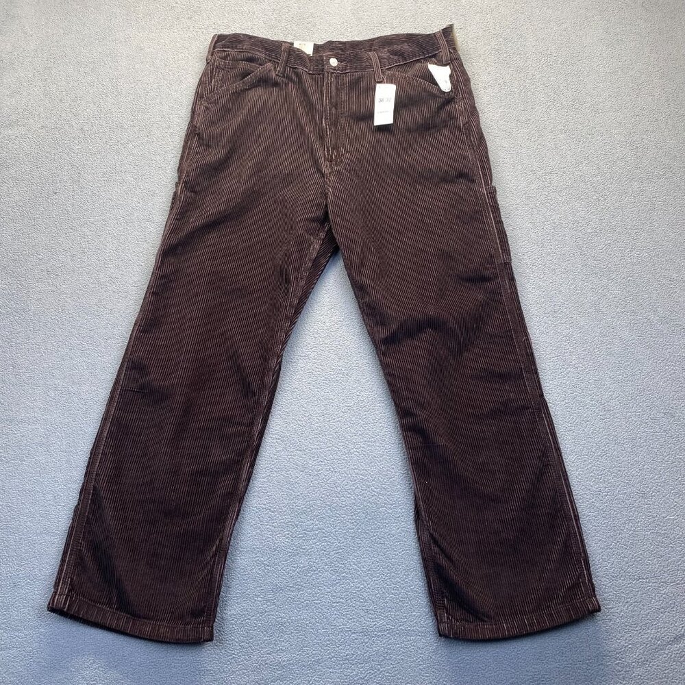 Levis 568 Loose Straight Carpenter Pants Brown Corduroy Workwear Size 38x32